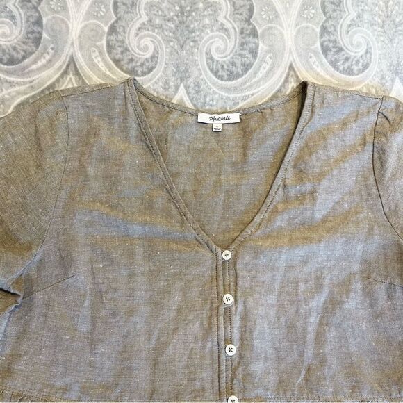 Madewell Linen-Blend Alexandra Button-Front Mini Dress - Picture 5 of 9